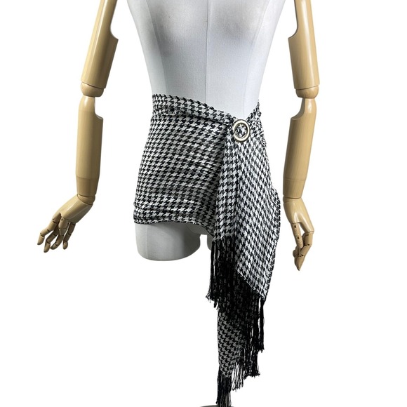 Accessories - Silk Houndstooth Fringe Scarf 64" x‎ 12.5"